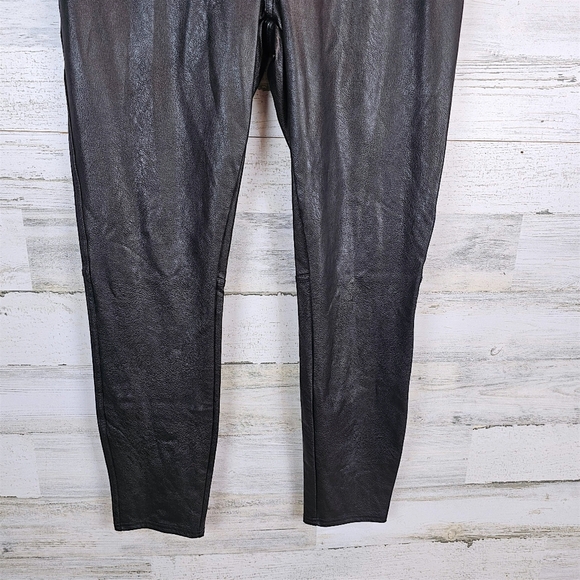 Spanx Leather Like High Rise Ankle Skinny Pants Large Sculpting Leggings Edgy - Picture 11 of 13